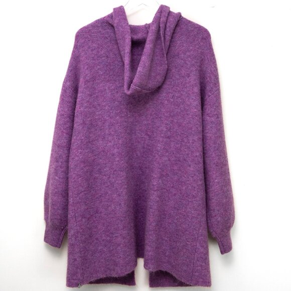 + Beryll Vivi Cashmere Cardigan Sweater Relaxed Coat Hood Purple Lilac One Size - Picture 3 of 8
